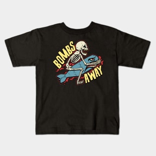 Bombs Away Skeleton Bomber Nose Art Kids T-Shirt